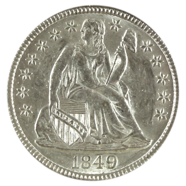 USA Silver 1849 Seated Liberty Dime AU-UNC
