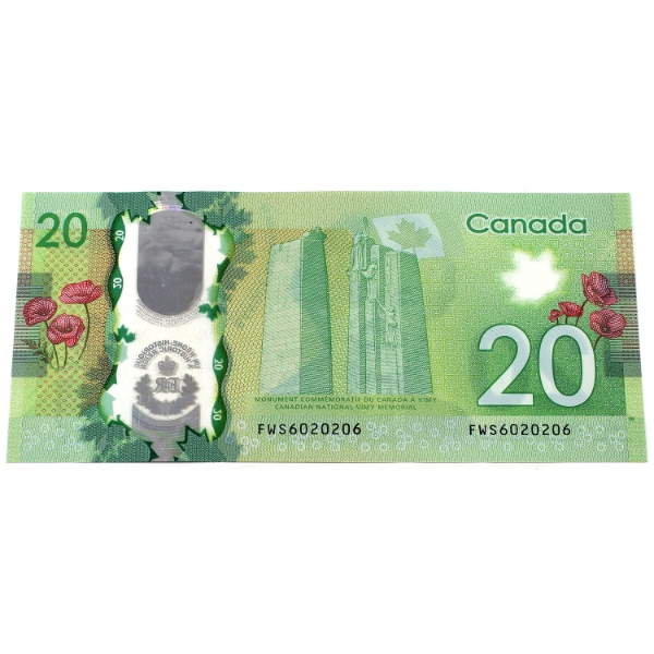 RADAR BC-74-N1-iii 2015 $20 3-digit RADAR EF Wilkins-Poloz SN:FWS6020206
