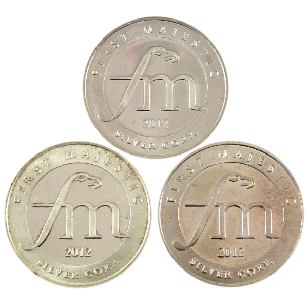 3x 1/2oz First Majestic Silver Corp .999 Fine Silver Rounds. 3pcs. (Tax Exempt)