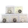 Image 1 : 25-cent 1953 Large Date, 1954, 1956, 1957 & 1958 ICCS MS64. 5pcs