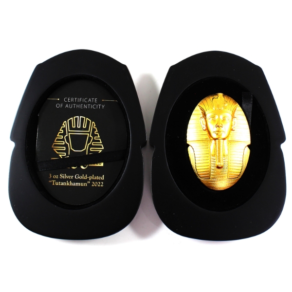 Djibouti Silver 2022 200 Francs Tutankhamun Gold Plated Coin (Tax Exempt)