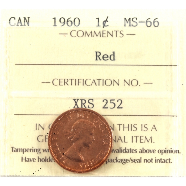 1-cent 1960 ICCS MS66 Red