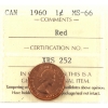 Image 1 : 1-cent 1960 ICCS MS66 Red