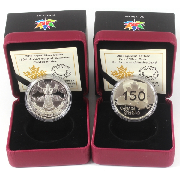 2017 $1 Proof Silver Dollars 1oz .9999 Fine Silver Coins. 2pcs.