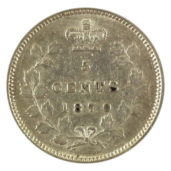 5-cent 1870 Narrow Rim EF-AU