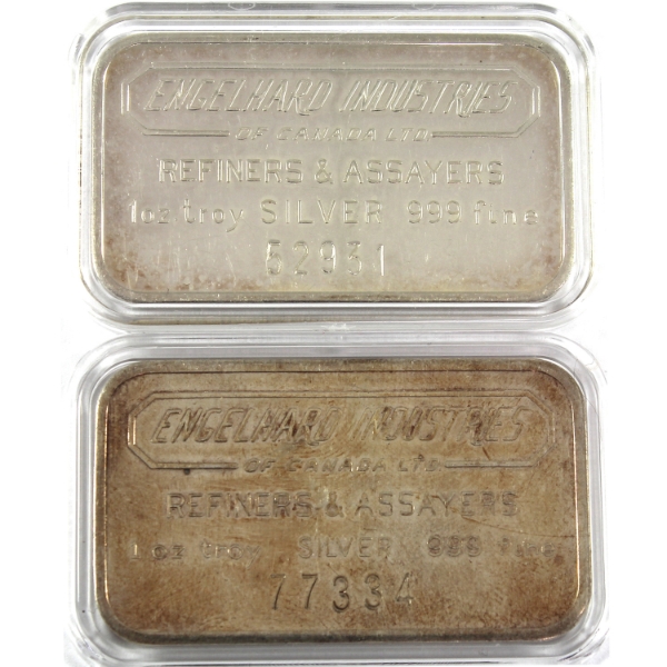 2x 1oz Engelhard c.1970's Canadian Landscape .999 Silver Bars. 2pcs. *2 Variations* (Tax Exempt)