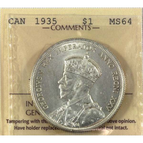 Silver $1 1935 ICCS MS64