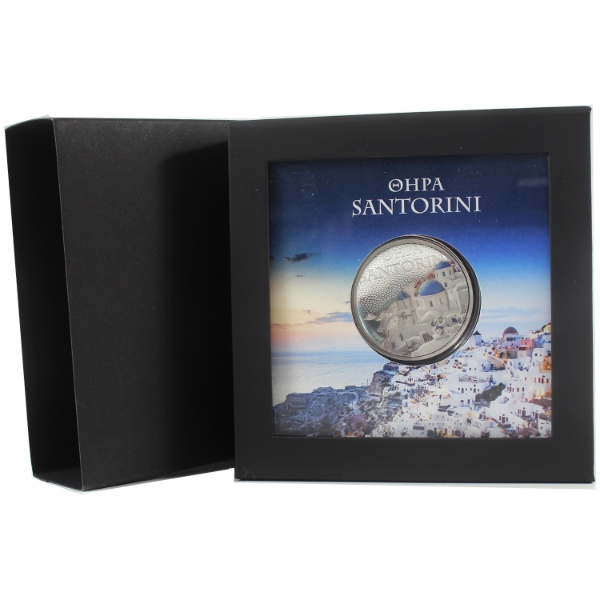 Cook Islands Silver 2025 $10 OHPA Santorini 2oz .999 Fine Silver Coin (Tax Exempt)