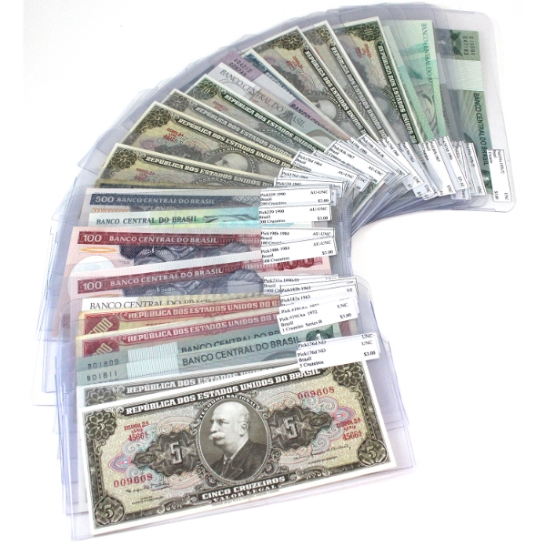 Lot of 29x Brazil Mixed Denomination Banknotes Circ. To UNC. 29pcs. 