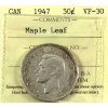 Image 1 : 50-cent 1947 Maple Leaf ICCS VF30
