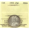 Image 1 : 25-cent 1933 ICCS MS64