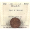 Image 1 : 1-cent 1924 ICCS MS62 Red & Brown