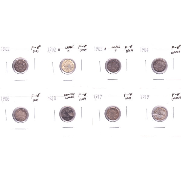 5-cent 1902-1919 F-VF Collection in 8-Pocket Sheet
