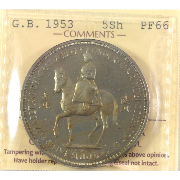 Great Britain 1953 5 Shilling ICCS PF66 Cameo