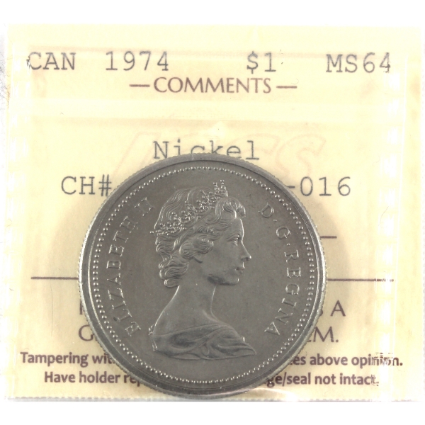 Nickel $1 1974 Revision 16 (VCR 15) ICCS MS64