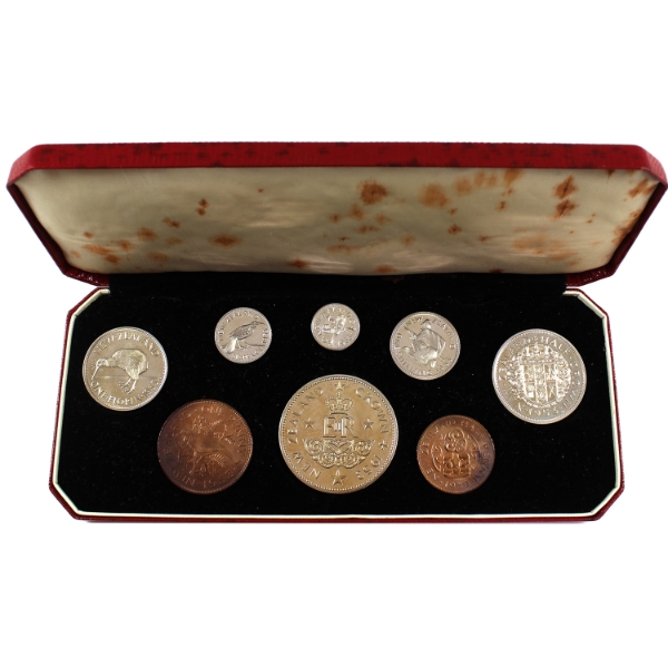 New Zealand 1953 Elizabeth II 8-Coin Proof Set In Original Case