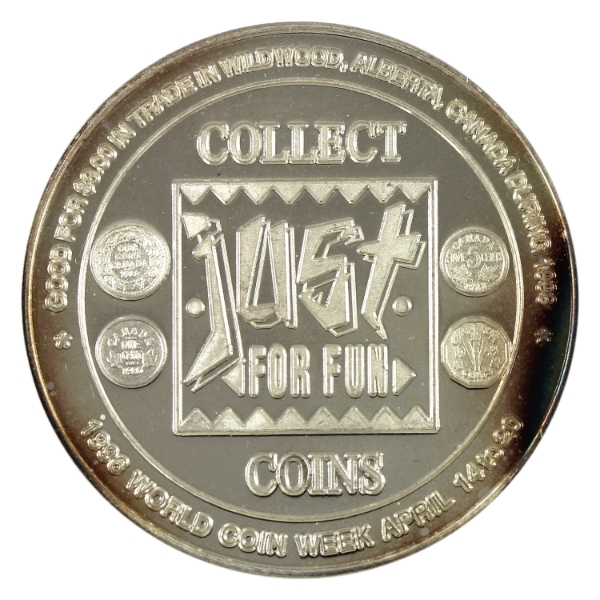 Canada-Wildwood AB 1996 $3 Coin Week/Elk Trade Dollar 2oz-Silver, 38mm (Tax Exempt)