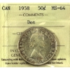 Image 1 : 50-cent 1958 Dot ICCS MS64