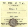 Image 1 : 5-cent 1908 Large 8 ICCS MS63