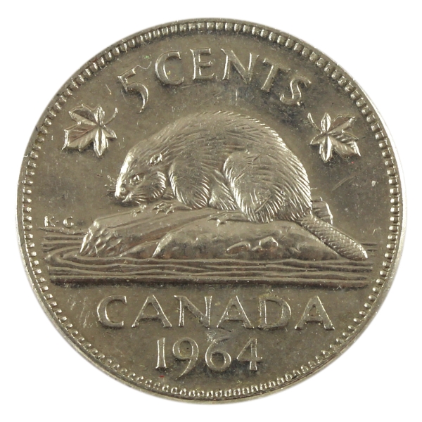 5-cent 1964 Extra Waterline AU (Scratched)