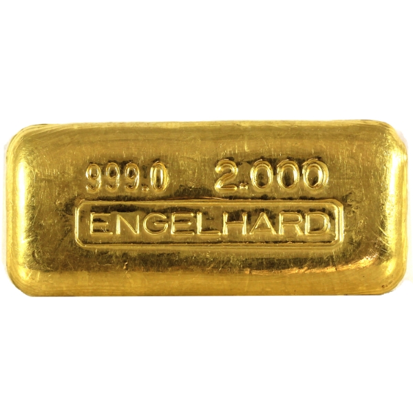 2oz Gold Engelhard Australia .9999 Poured Gold Ingot (Tax Exempt)