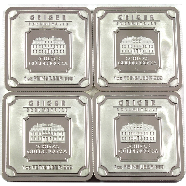 4x 1oz Geiger Edelmetalle Consecutive .999 Fine Silver Bars. 4pcs(Tax Exempt)