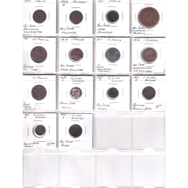Group Lot of 14x Older German Coins 1819-1918 of Mixed Denomination. 14pcs