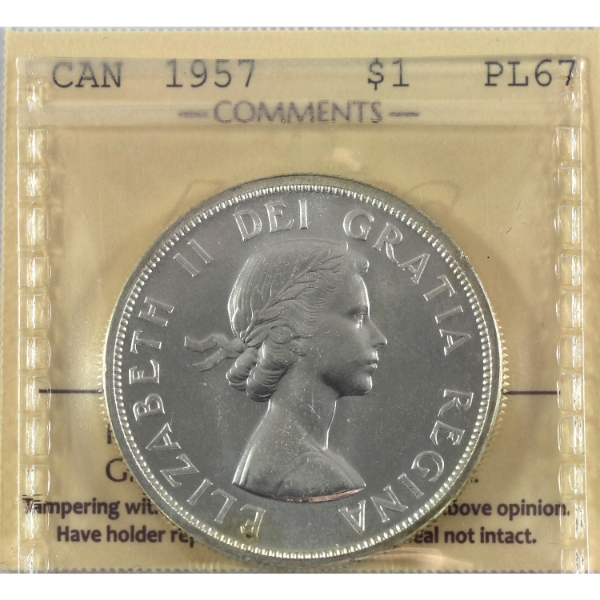 Silver $1 1957 ICCS PL67