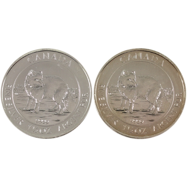 2x 1.5oz 2014 $8 Arctic Fox .9999 Fine Silver Rounds. 2pcs. (Tax Exempt)
