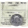 Image 1 : 25-cent 1940 ICCS MS65