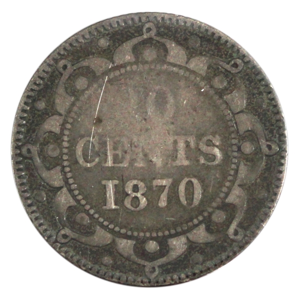 Newfoundland 10-cent 1870 Obverse 2 F (Scratched)