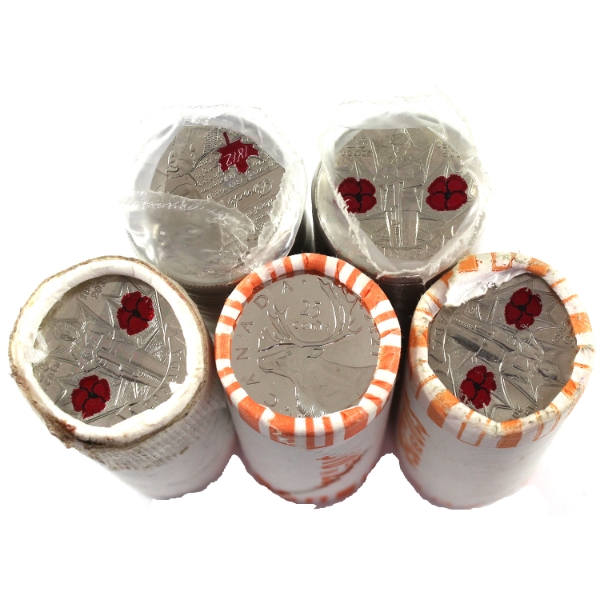 2010-2021 25-cent Rolls of 40pcs. 5 Rolls.