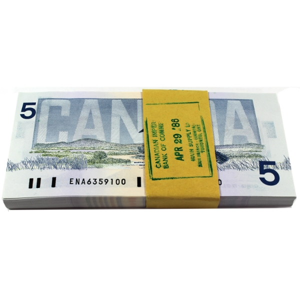 Bundle BC-56a 1986 $5 ENA Prefix Crow-Bouey SN: ENA6359100-"99. 100pcs. 