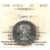 Image 1 : USA 1981S Susan B. Anthony Dollar Type 2 ICCS PF67