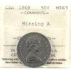 Image 1 : 50-cent 1968 Missing A ICCS MS63