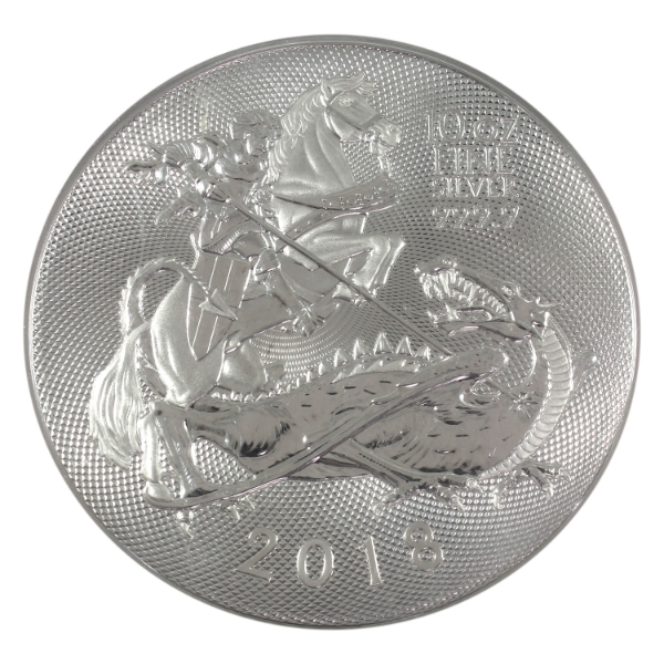 10oz Great Britain 2018 10 Pounds St. George & The Dragon (The Valiant) .9999 Fine Silver Round