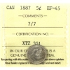 Image 1 : 5-cent 1887 7/7 ICCS EF45