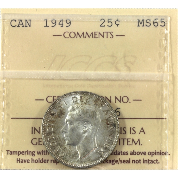 25-cent 1949 ICCS MS65