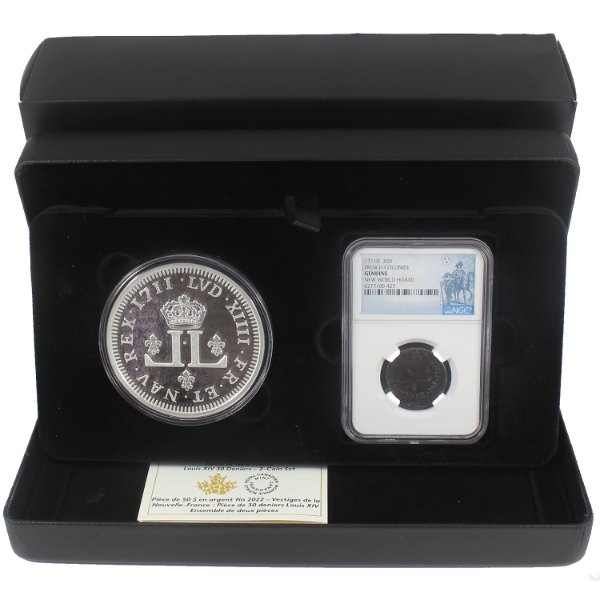 2022 $50 Relics of New France Louis XIV 30 Deniers 2-coin Set