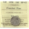 Image 1 : ERROR 10-cent 1858 Planchet Flaw ICCS EF45