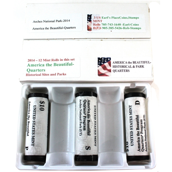 USA 2014-P, D & S America The Beautiful-Arches National Park 25c Rolls of 40pcs. 3 Rolls