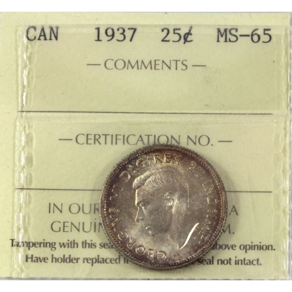 25-cent 1937 ICCS MS65