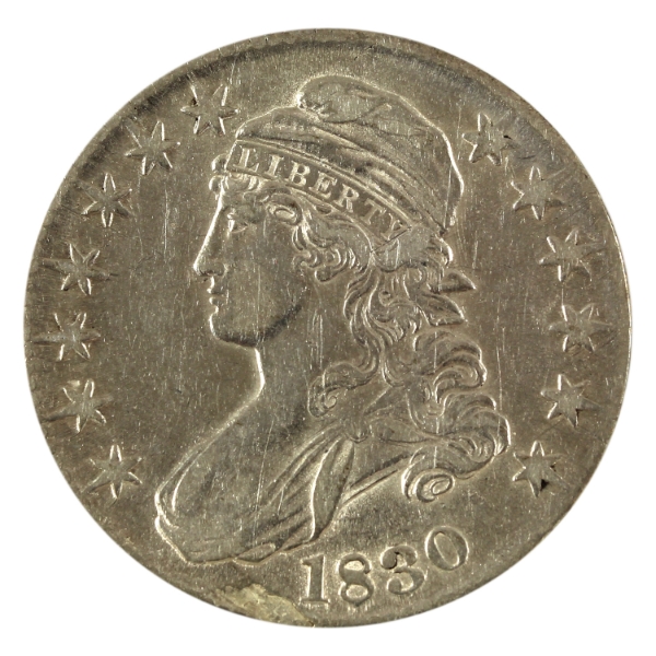 USA Silver 1830 Capped Bust Reed Edge Half Dollar Large 0 EF-AU