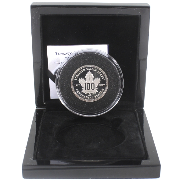 2017 Toronto Maple Leafs 100th Season 50g Sterling Silver Piedfort Medallion in Deluxe Case