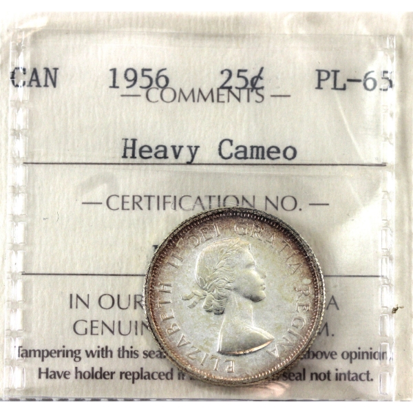 25-cent 1956 ICCS PL65 Heavy Cameo
