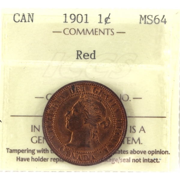 1-cent 1901 ICCS MS64 Red