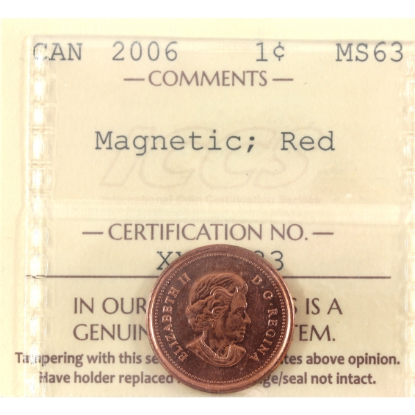 1-cent 2006 Magnetic ICCS MS63 Red