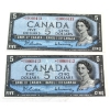 Image 1 : Pair of BC-39bA 1954 $5 Replacement Consecutive Beattie-Rasminsky SN: *R/C0060412-*R/C0060413. 2pcs
