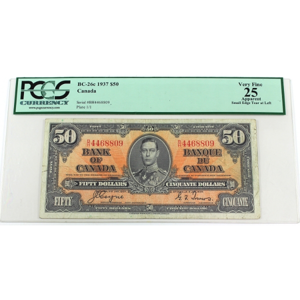 BC-26c 1937 $50 PCGS VF25 Coyne-Towers SN: B/H4468809