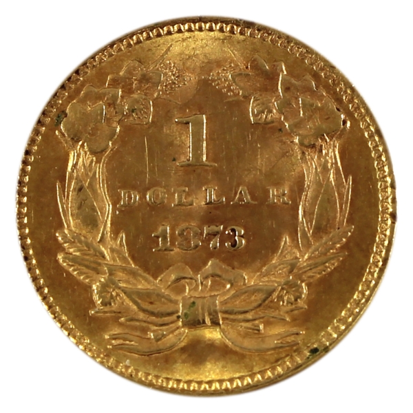 USA Gold 1873 Dollar Open 3 Brilliant UNC (scratched)